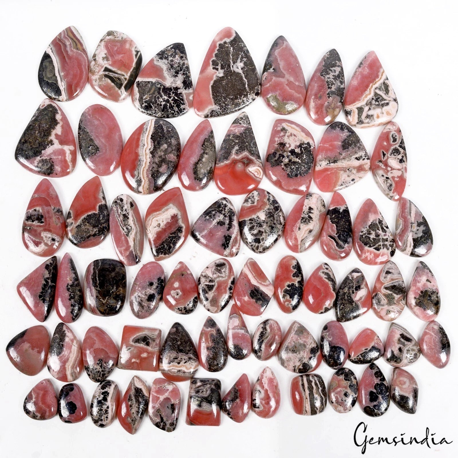 61 Pcs Natural Rhodochrosite Untreated 18-49mm Loose Cabochon Gemstones~ 2130 Ct