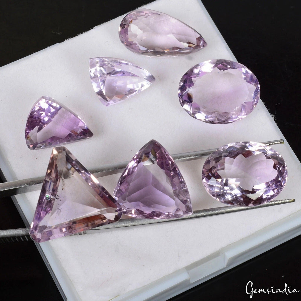 81.20 Cts/7 Pcs Natural Purple Untreated Amethyst Mix Cut Loose Gems For Jewelr