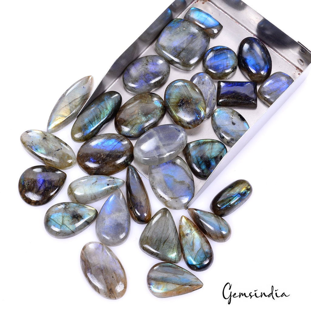 660 Ct/29 Pcs Natural Blue Shine Spectrolite Labradorite Mix Cab Loose Gems Lot