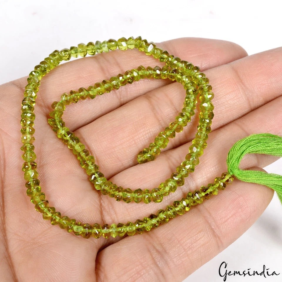 141 Ct/3 Strands Natural Untreated Green Peridot Round Drill Bead Strand 13"Eac