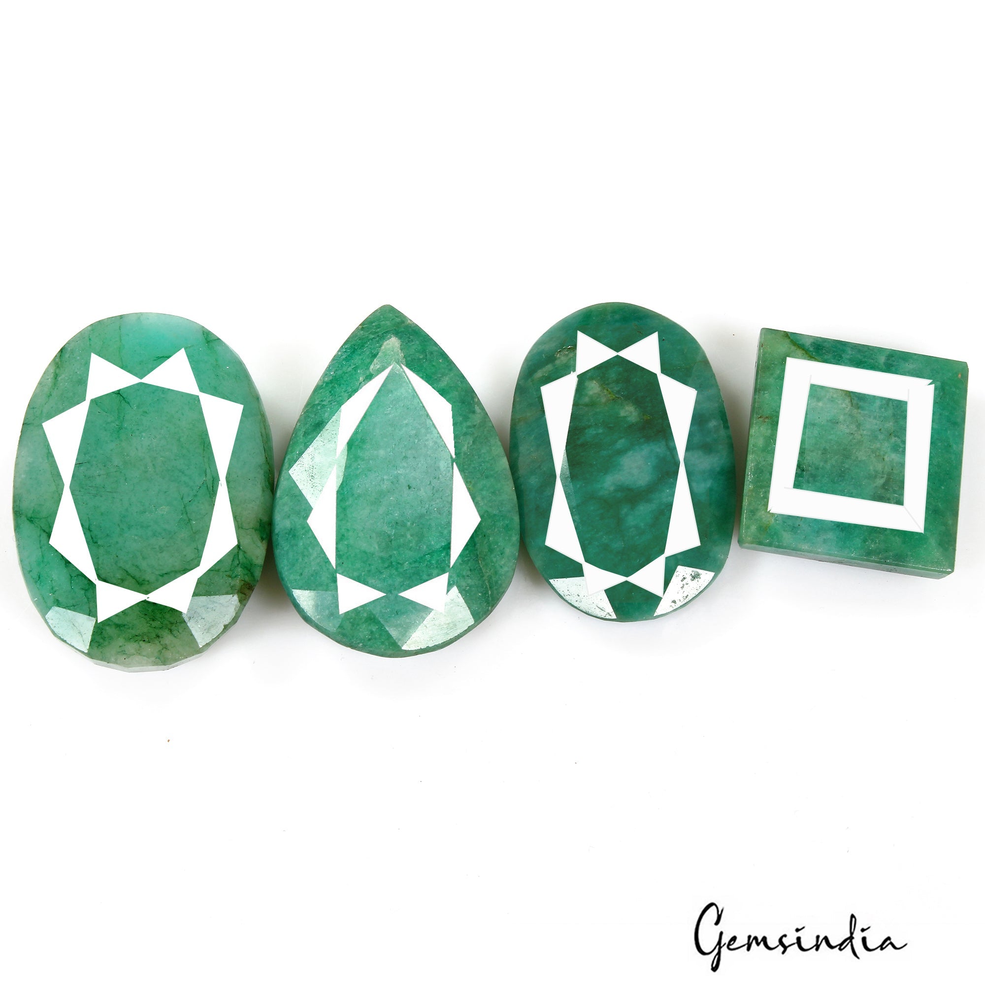660 Cts/4 Pcs Natural Brazilian Blue Green Emerald Mix Cut Loose Wholesale Gems