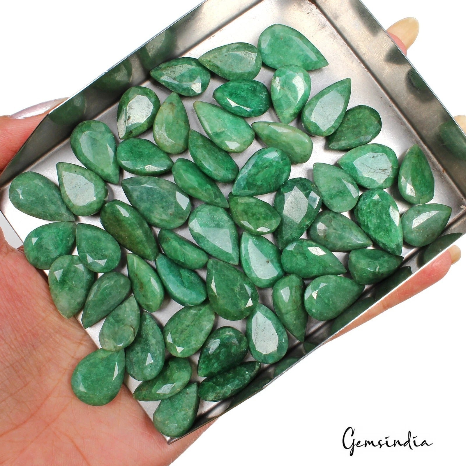 500 Cts/51 Pcs Natural Brazilian Green Emerald Pear Cut Loose Gems For Jewelry