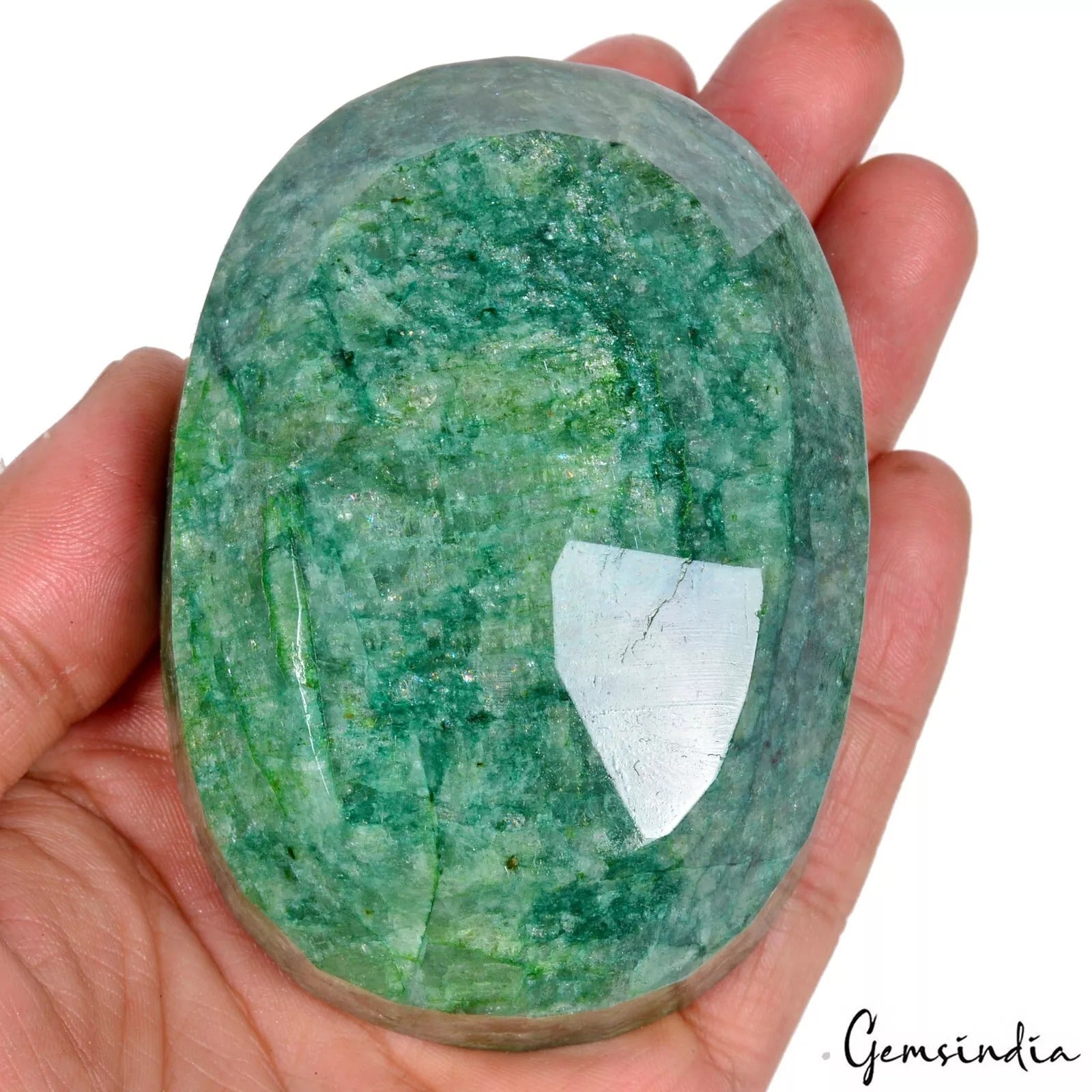 Brazilian Emerald Loose Gemstone, Color Enhanced, Green — 89x65x38 mm, 1800 Ct, Brazil