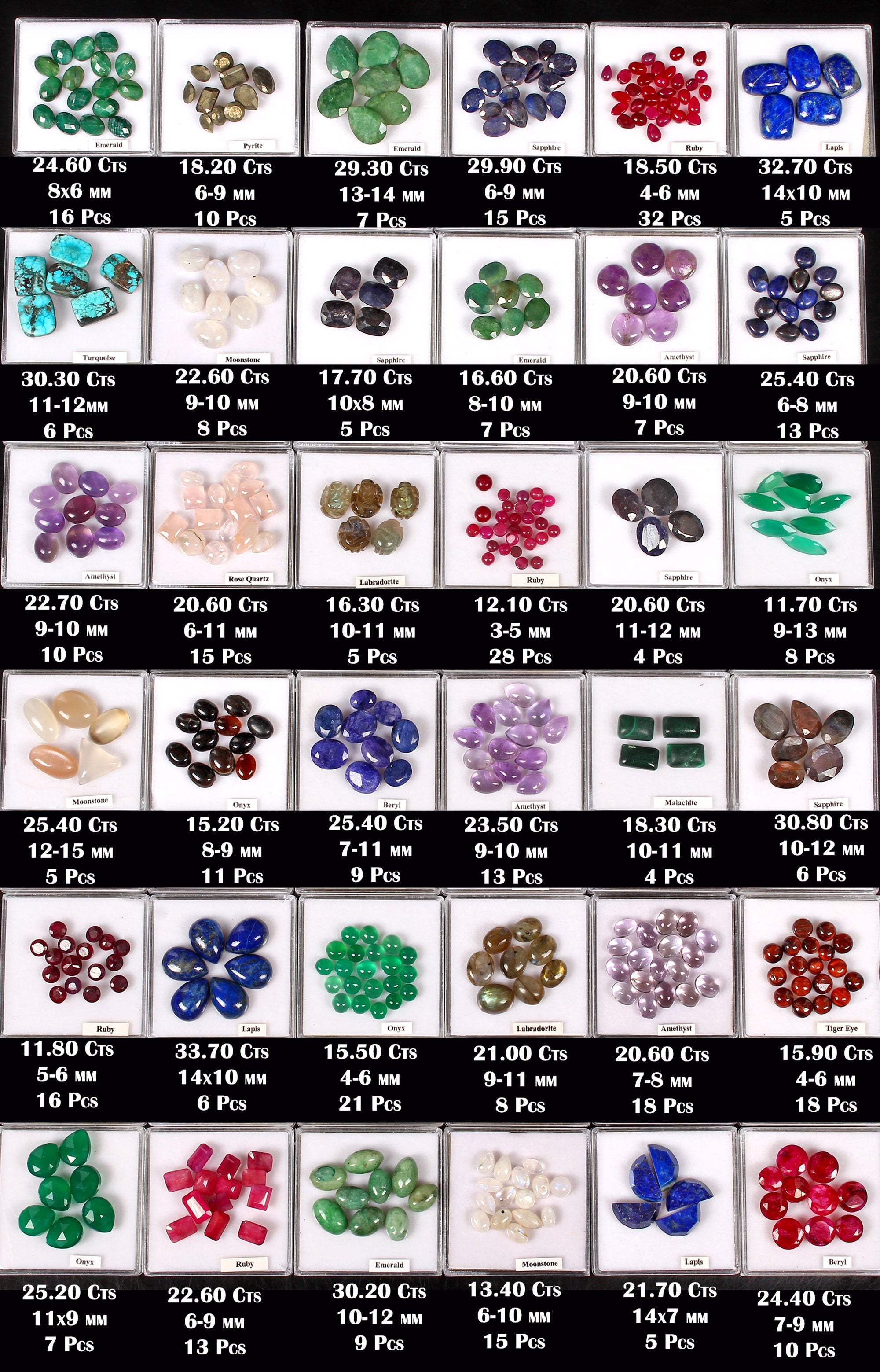 36 Lot Estate Genuine Multi Gems Loose Multi Color Gemstones Collection w/ Boxes