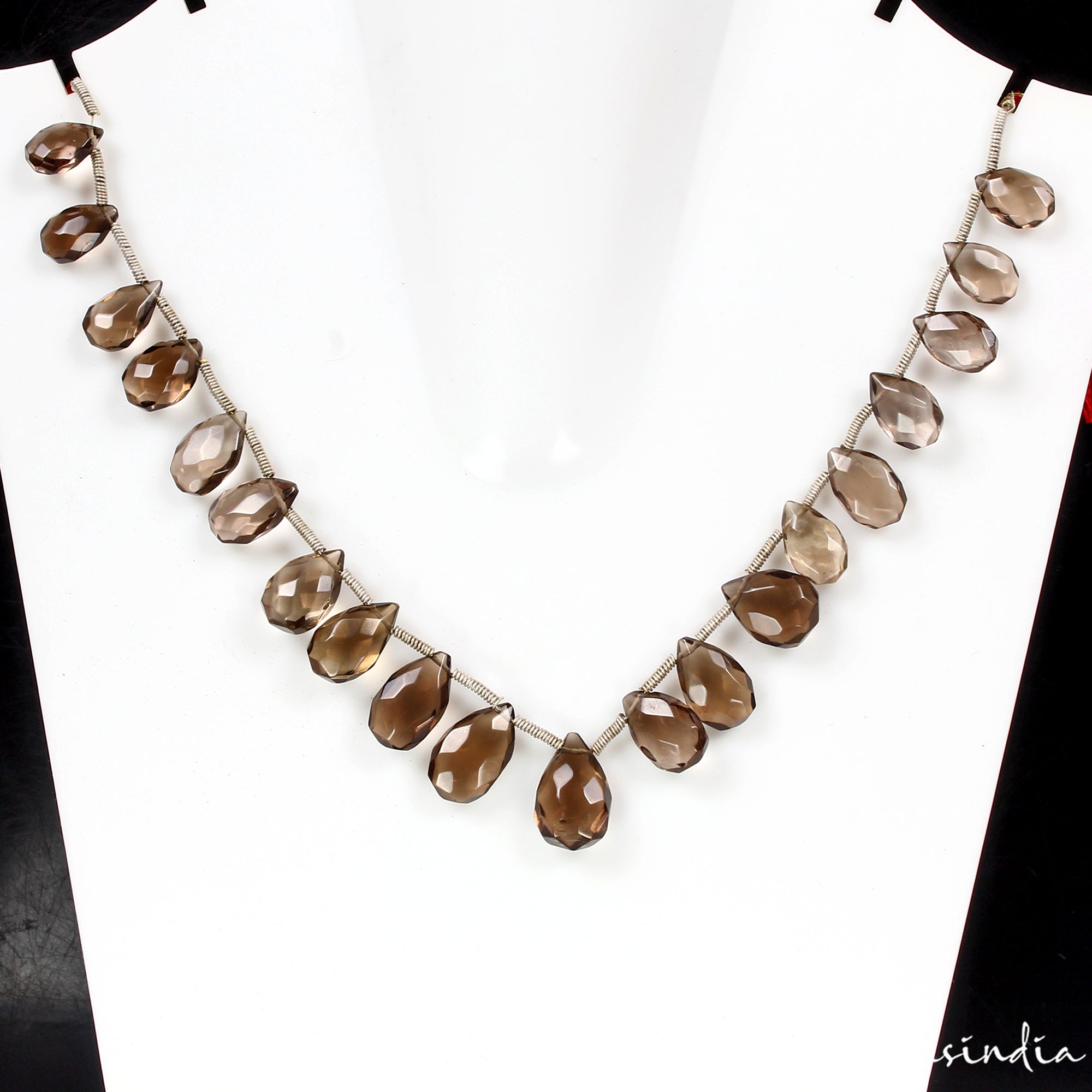 123.60 Ct Natural Untreated Smoky Quartz Pear Cut Beads Briolette Strand ~ 10"