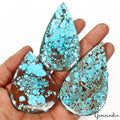 830 Ct/3Pcs Natural USA Arizona Spiderweb Blue Turquoise Pear Cab Loose Gems Lot