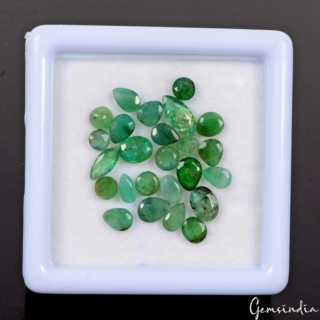 6.50 Ct/25 Pcs Natural Untreated Colombian Green Emerald Mix Cut Loose Gems Lot