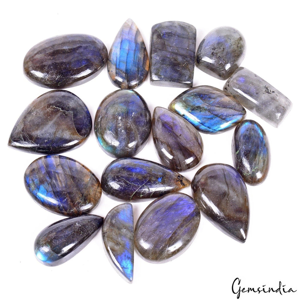 400 Cts/16 Pcs Natural Untreated Blue Shine Labradorite Mixed Cab Wholesale Gems