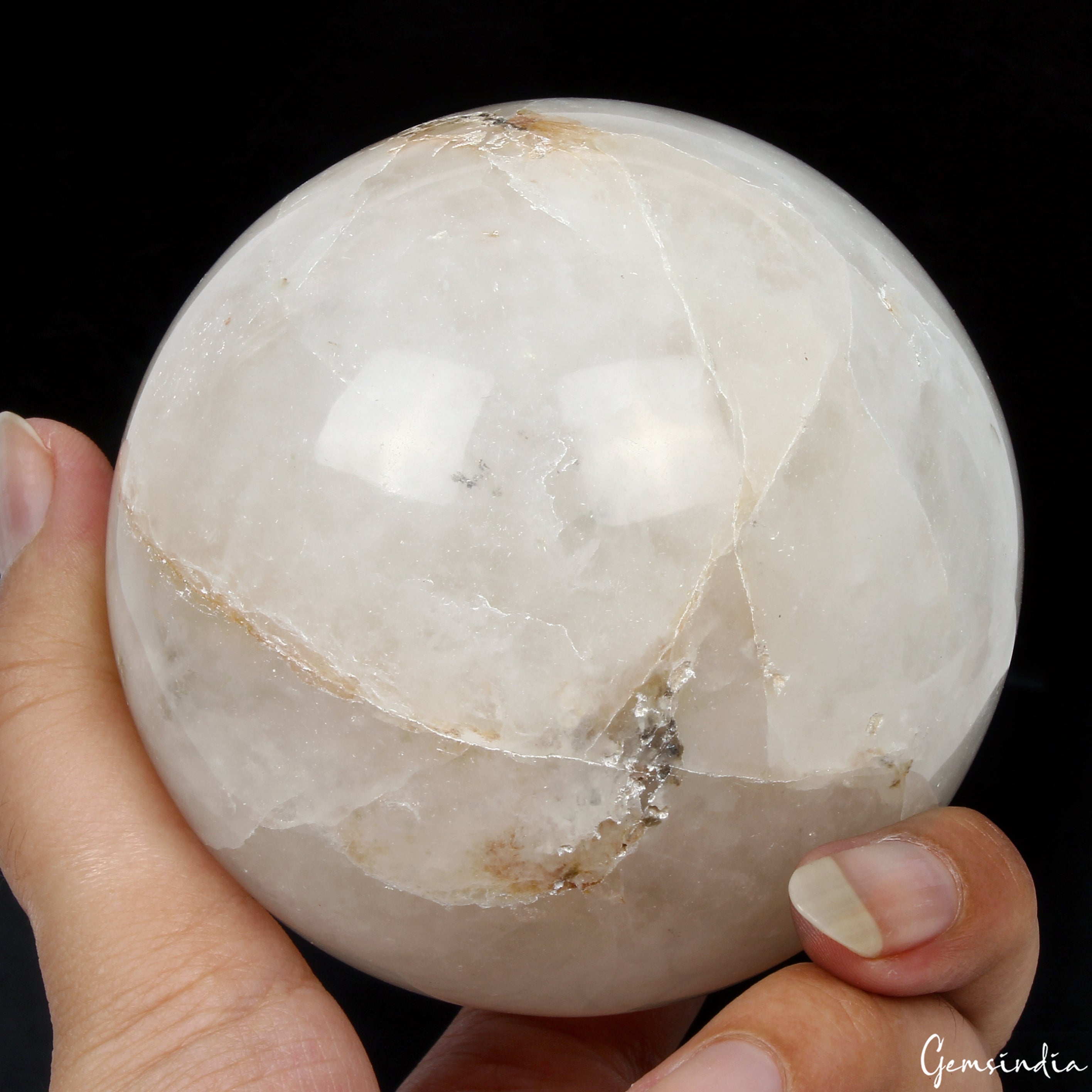 3570 Ct Natural White Quartz Gemstone 3.1" Sphere Crystal Mineral Healing Reiki