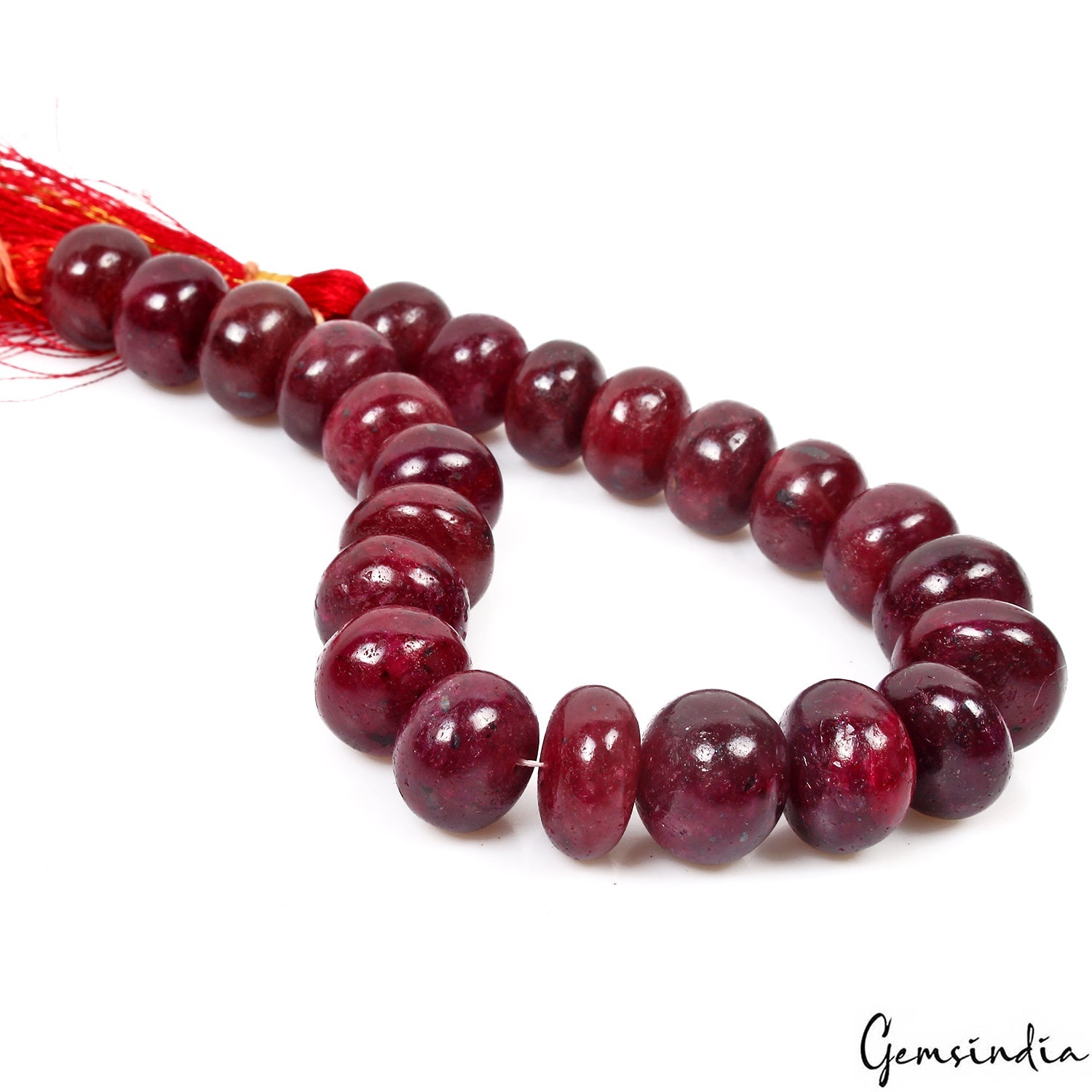 13-16mm Genuine Natural Red Ruby AAA Grade Cabochon Round Loose Beads Strand 10"