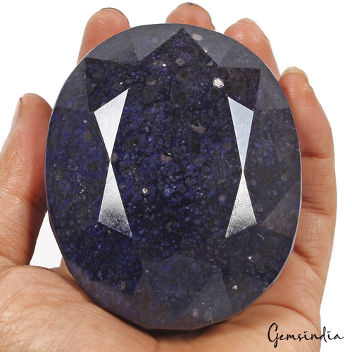 African Blue Sapphire Loose Gemstone, Oval Cut, Color Enhanced — 64 x 50 x 34mm, 3050 Ct, Madagascar