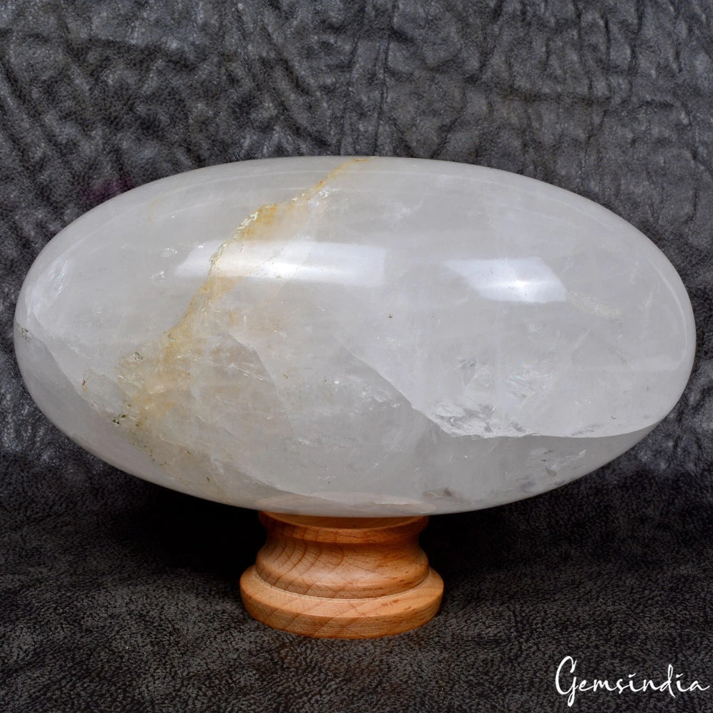 White Quartz Sphere, Untreated — 6.25x3.25 Inch, 1.60 Kg (8000 Ct)