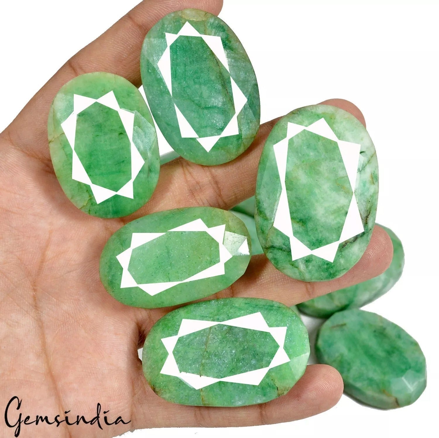 1970 Ct Natural Green Emerald From Brazil Mix Cut Loose 37-49mm Gemstones ~13 Pc