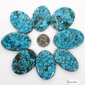 800 Ct/8 Pcs Natural Spiderweb Blue Turquoise Oval Cabochon Loose Gemstone Lot