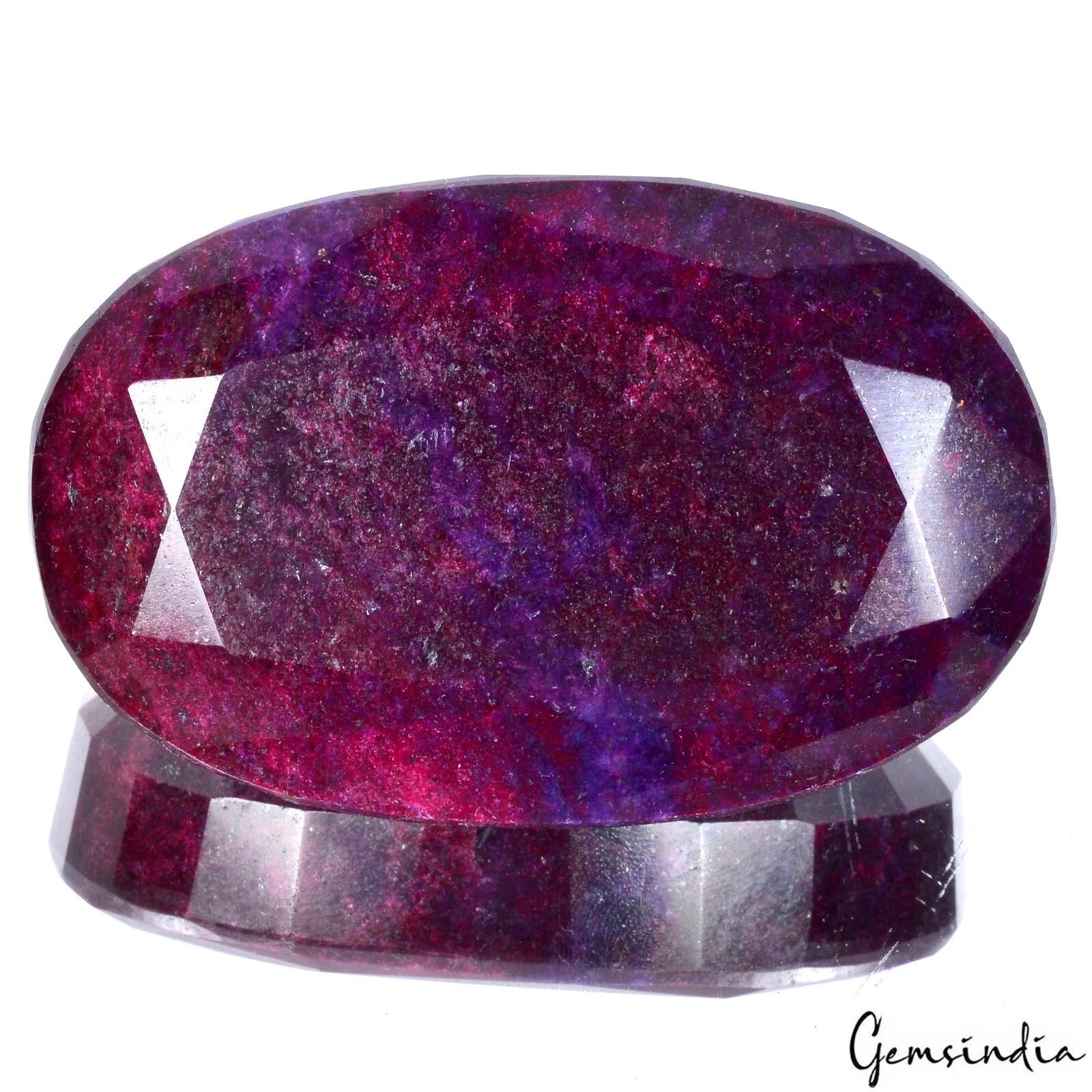 Ruby Loose Gemstone, Oval Cut, Color Enhanced — 80x50x32 mm, 1470 Ct