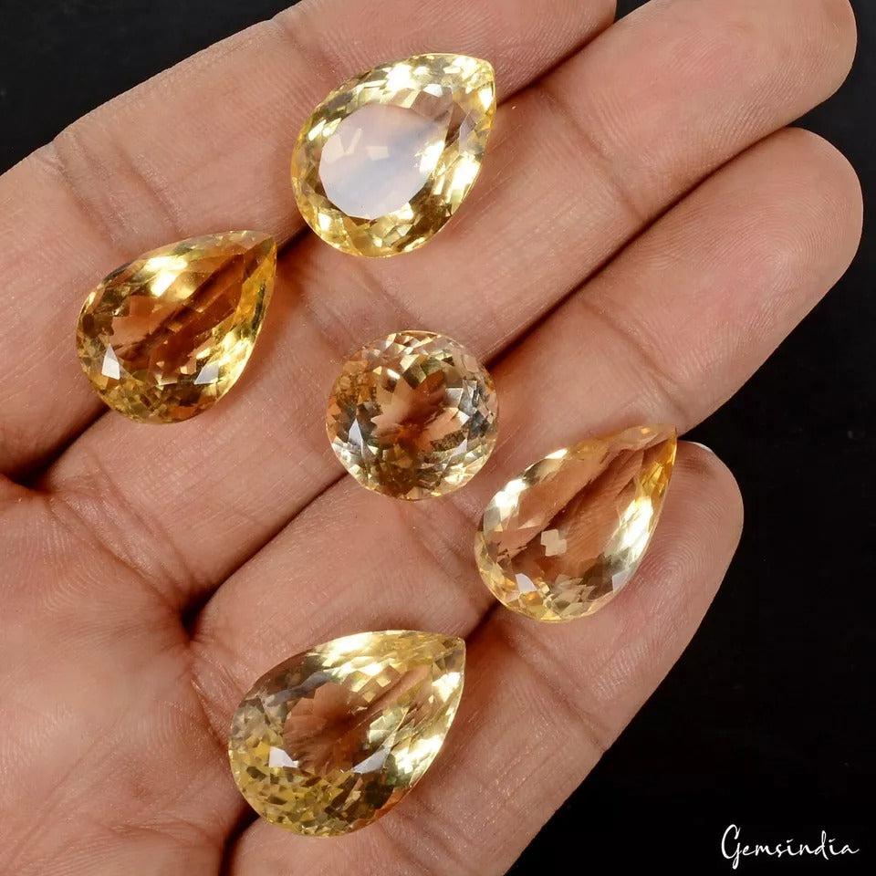 Citrine Loose Gemstone, Untreated, Yellow — 14mm to 21mm, 79.00 Ct, Brazil