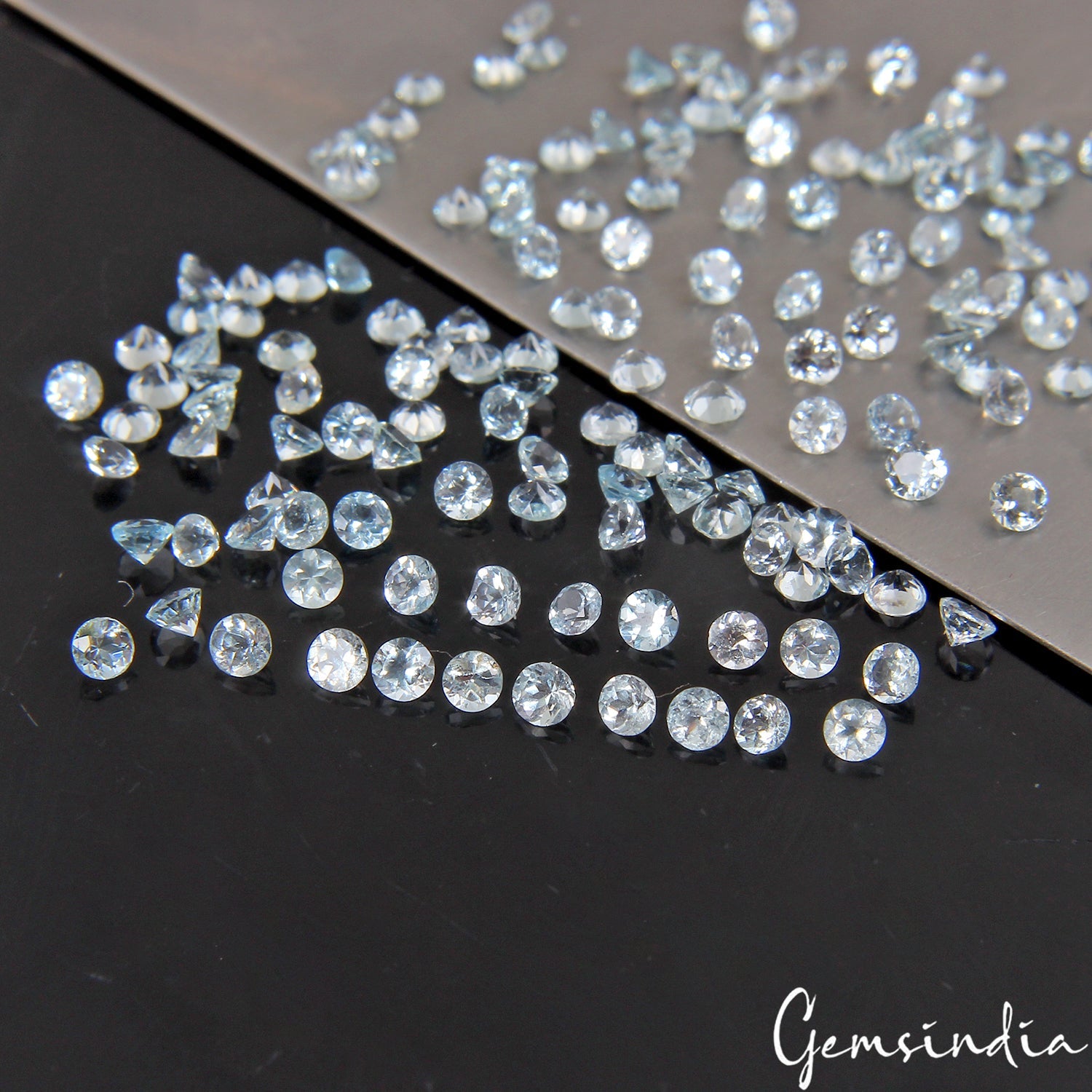 Round Cut Natural Unheated Nice Blue Aquamarine 9.80 ct 2mm 156 pcs Lot Gemstone