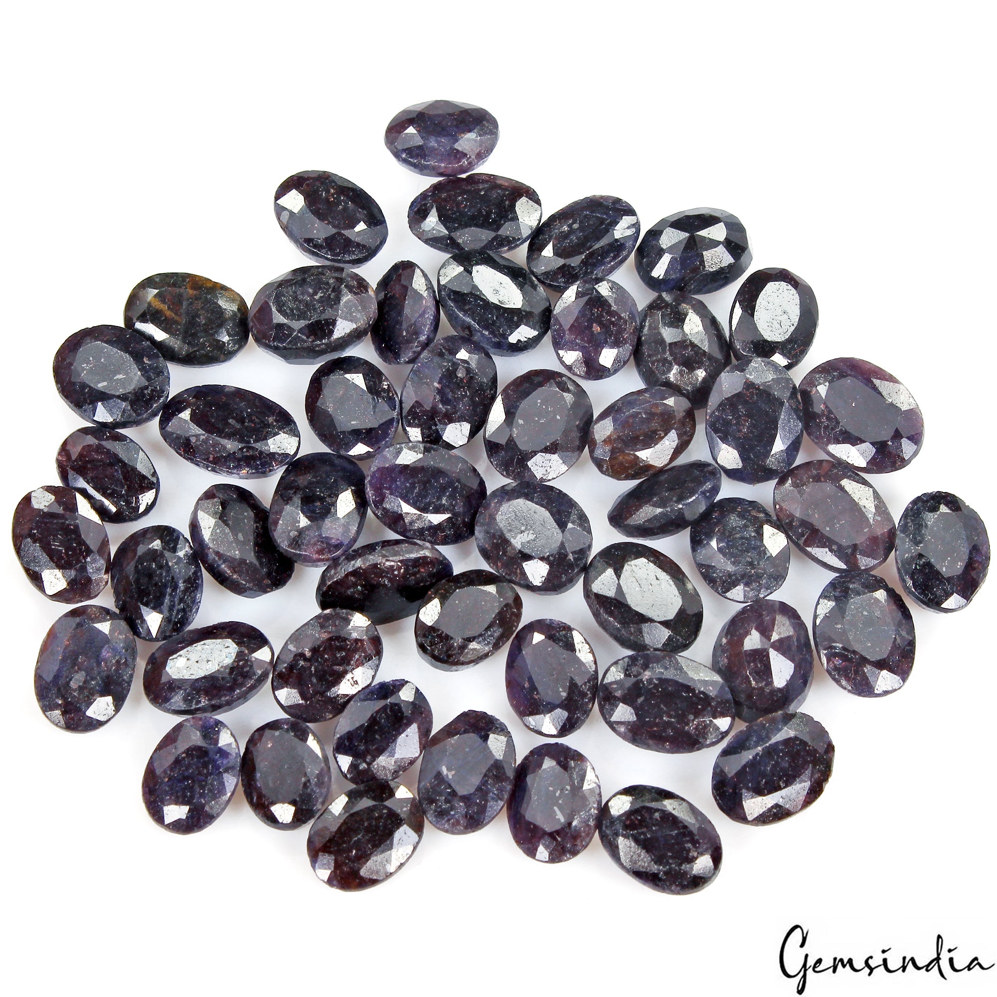 330 Ct/49 Pcs Natural Blue Sapphire Oval Cut Loose Certified Jewelry Gemstones
