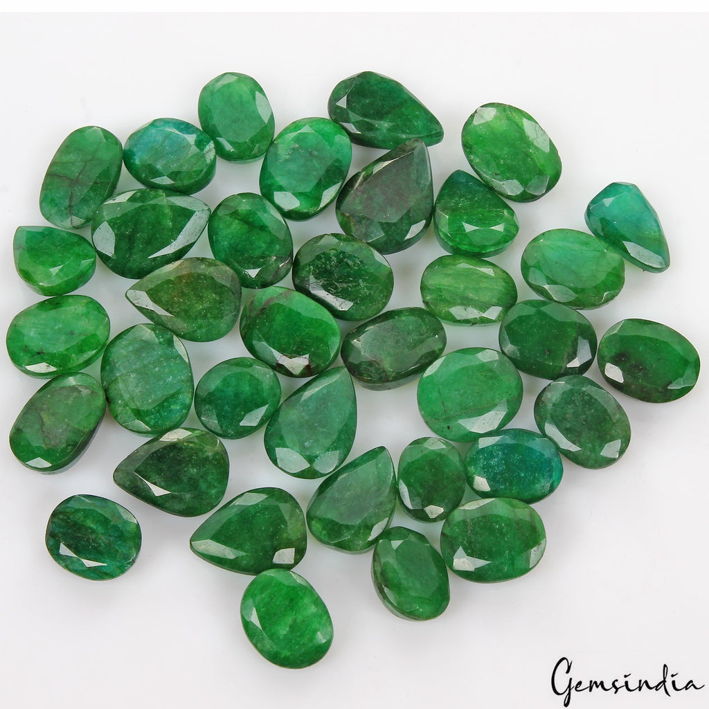560 Ct Natural Finest Green Emerald Mix Cut Loose Ring Size Gemstones ~36 Pcs