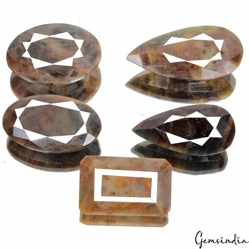 1080 Ct Natural Untreated Brown Sapphire Mix Cut Loose Unheated Gemstones ~ 5 Pc