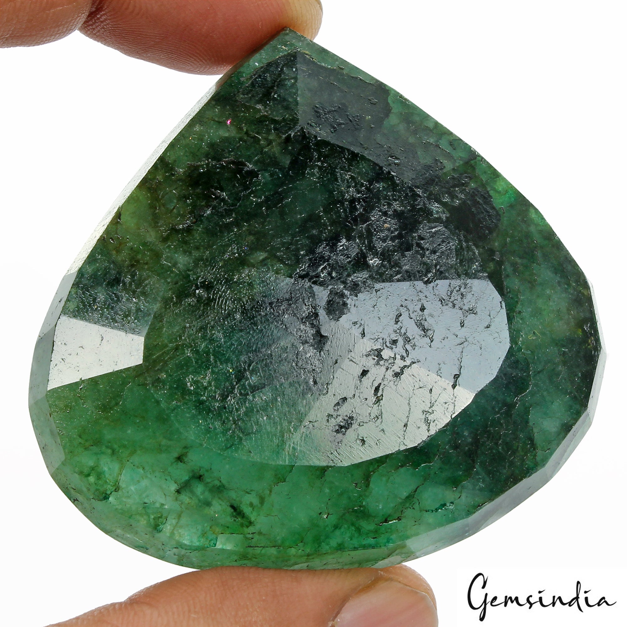 320 Ct Natural Blue Green Colombian Emerald Pear Cut Earth Mined Loose Gemstone