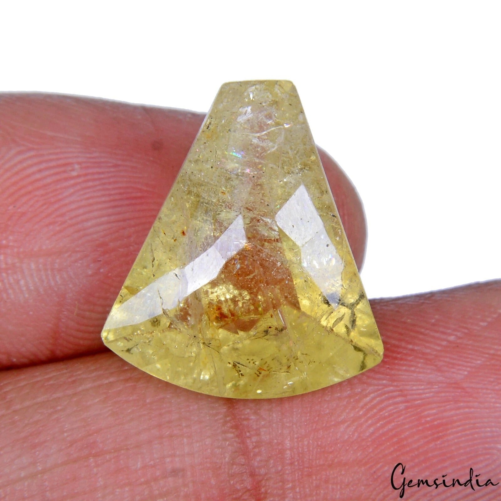 Certified 10.70 Ct Natural Brazilian Heliodor/Yellow Beryl Fancy Checker Cut Gem