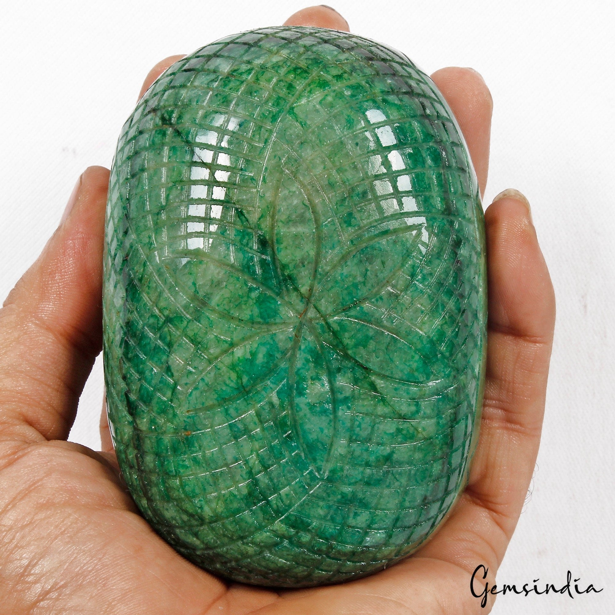 2830 Ct Natural Brazilian Green Emerald Oval Cut Hand Carved Huge Size Loose Gem
