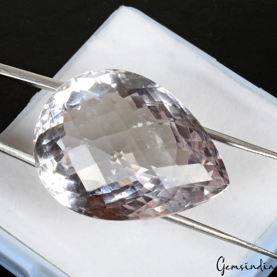 65.70 Ct Natural Untreated Bolivian Lavender Amethyst Pear Checker Cut Rare Gem