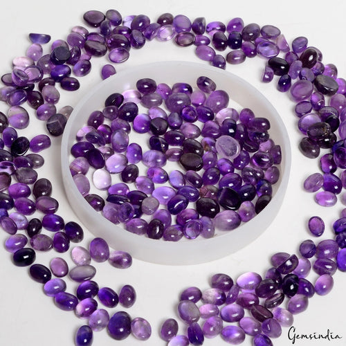 Amethyst Lot, Cabochon, Untreated, Purple — 289 Pieces, 6mm, 500 Ct, Madagascar