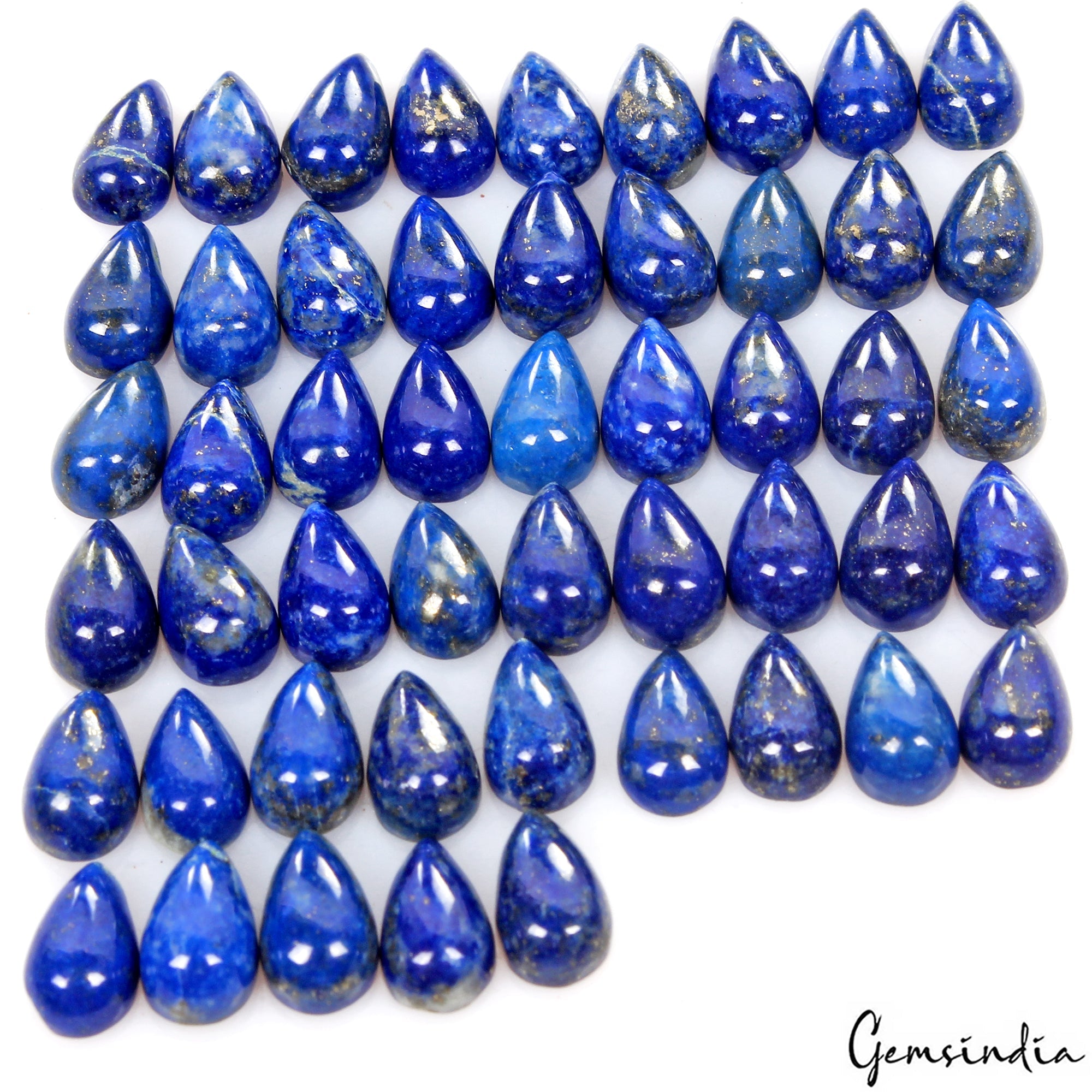 50 Pc Natural Blue Lapis Lazuli Pear Cabochon 7x5mm Loose Gemstones Lot~ 59.40Ct