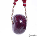560 Cts Natural Red Ruby Round Checker Cut Center Drilled Loose Bead Loose Gems