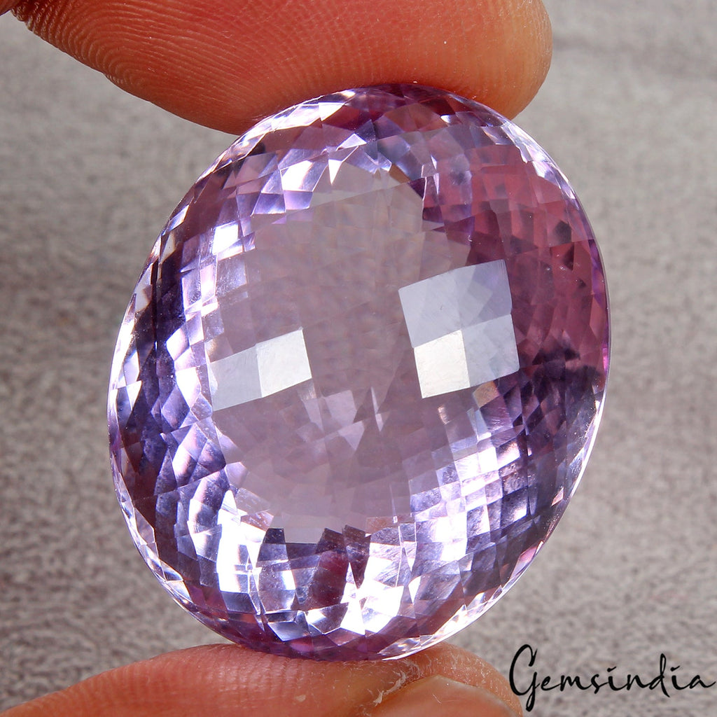 Huge 72.10 Cts. Natural Rich Purple Amethyst Oval Checker Cut Eye Clean Gemstone