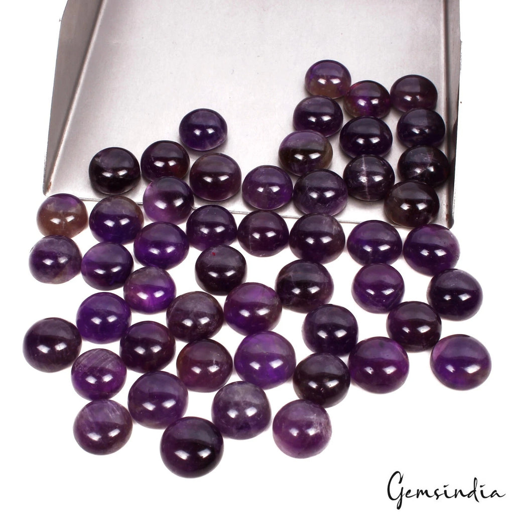 Amethyst Lot, Cabochon, Untreated, Purple — 50 Pieces, 11mm to 12mm, 270 Ct, Brazil