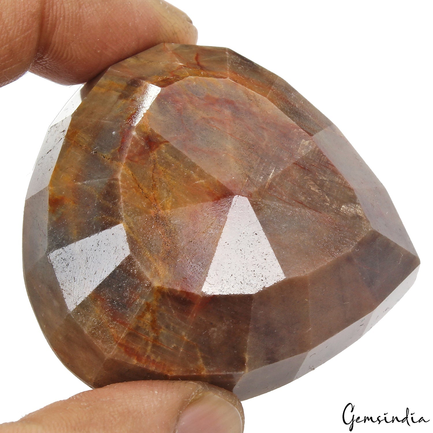 Certified 600 Ct Natural Untreated Brown Sapphire w Red Streak Pear Cut Gemstone