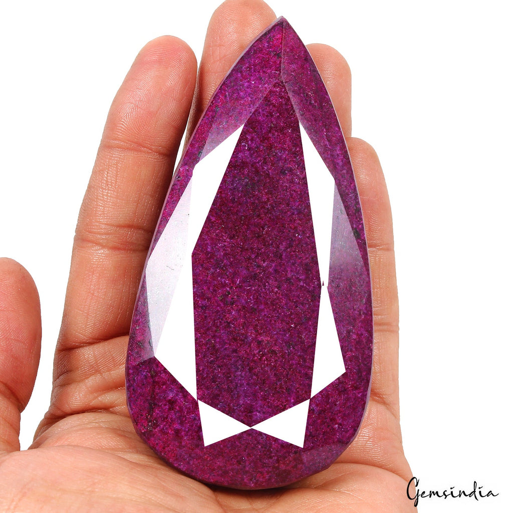 Large Natural Pear Cut Red Ruby 1750 Ct. Faceted Loose Gemstone ~103*52*29mm