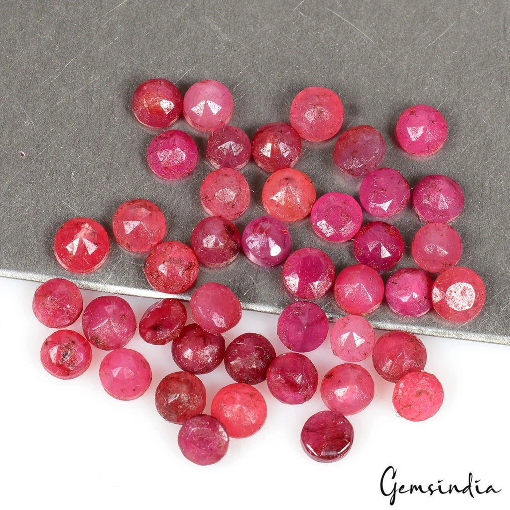 12.30 Cts/42 Pcs Natural Red Ruby Round Faceted Cut Loose Gems Lot For Jewelry