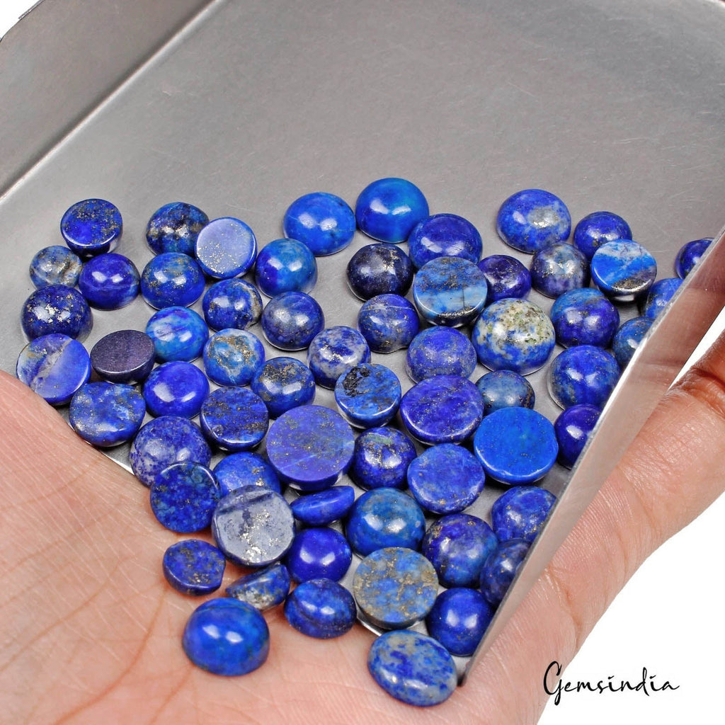 160 Cts/62 Pcs Natural Blue Lapis Lazuli Round Cab Loose Gemstone Lot Jewelry