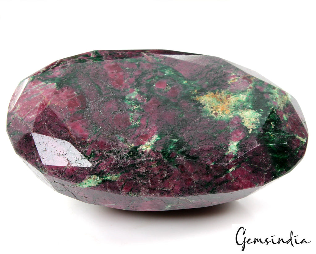 750 gram Natural Huge Green Red Ruby Zoisite Oval Faceted Untreated Gemstone