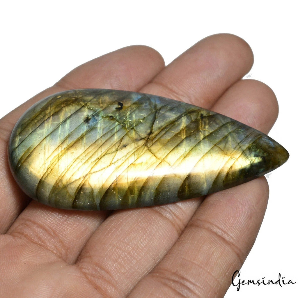 150.00 Ct Natural Untreated Yellow Shine Labradorite Pear Certified Size Gems