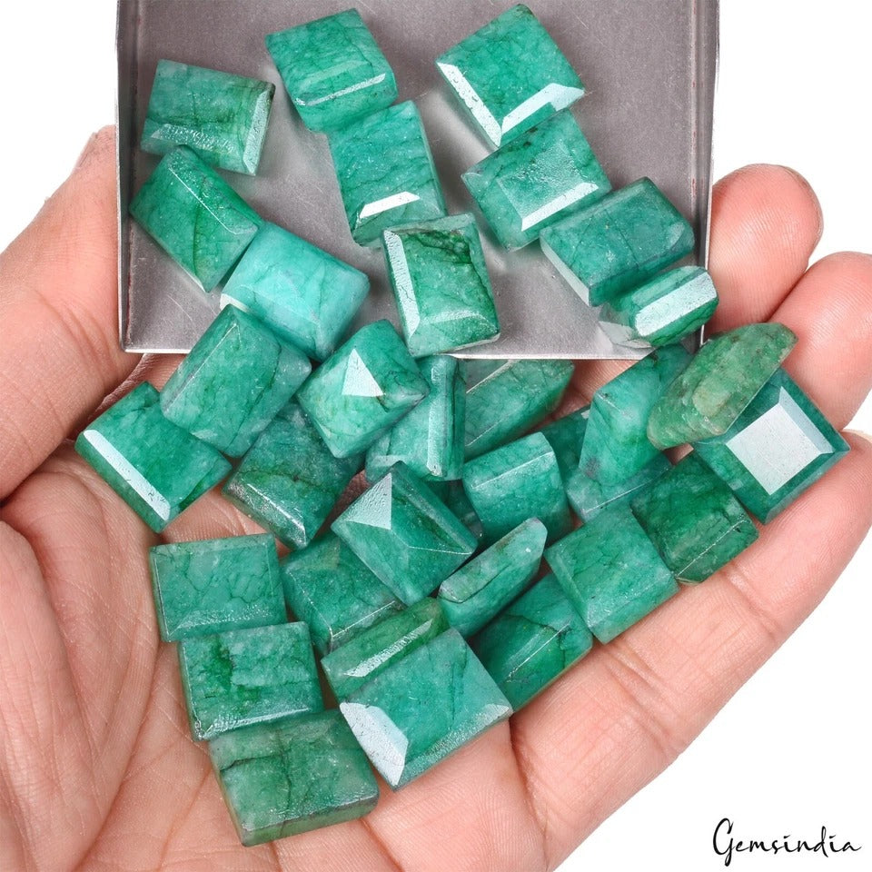 Brazilian Emerald Lot, Loose Gemstone, Color Enhanced, Green — 35 Pieces, 13mm to 17mm, 530 Ct, Brazil