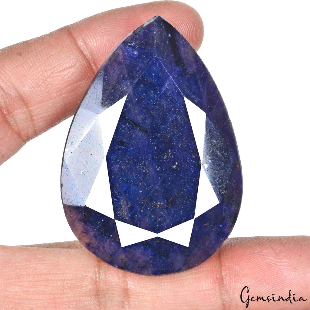 Certified 365 Cts Natural African Dark Blue Sapphire Pear Faceted Cut Loose Gem