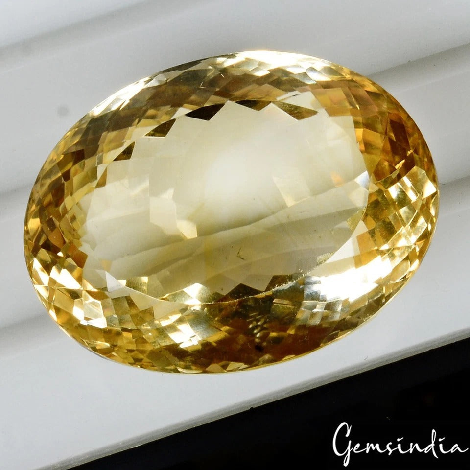 VVS 64.80 Ct Natural Untreated Yellow Citrine Oval Cut Loose Eye Clean Gemstone