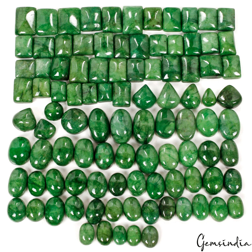 99Pcs Natural Green Emerald Mix Cab 1350Ct Lot 11-20mm Certified Loose Gemstones