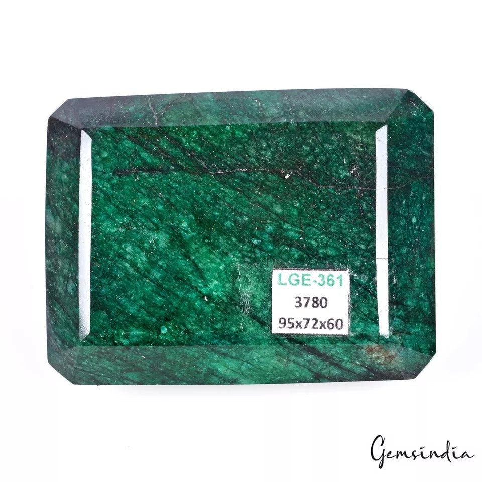 Emerald Loose Gemstone, Color Enhanced, Green — 95x72x60 mm, 3780 Ct, Brazil