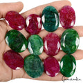 680 Cts Natural Red Beryl/Green Emerald Oval Cut Loose Pendant Size Gems~12 Pcs