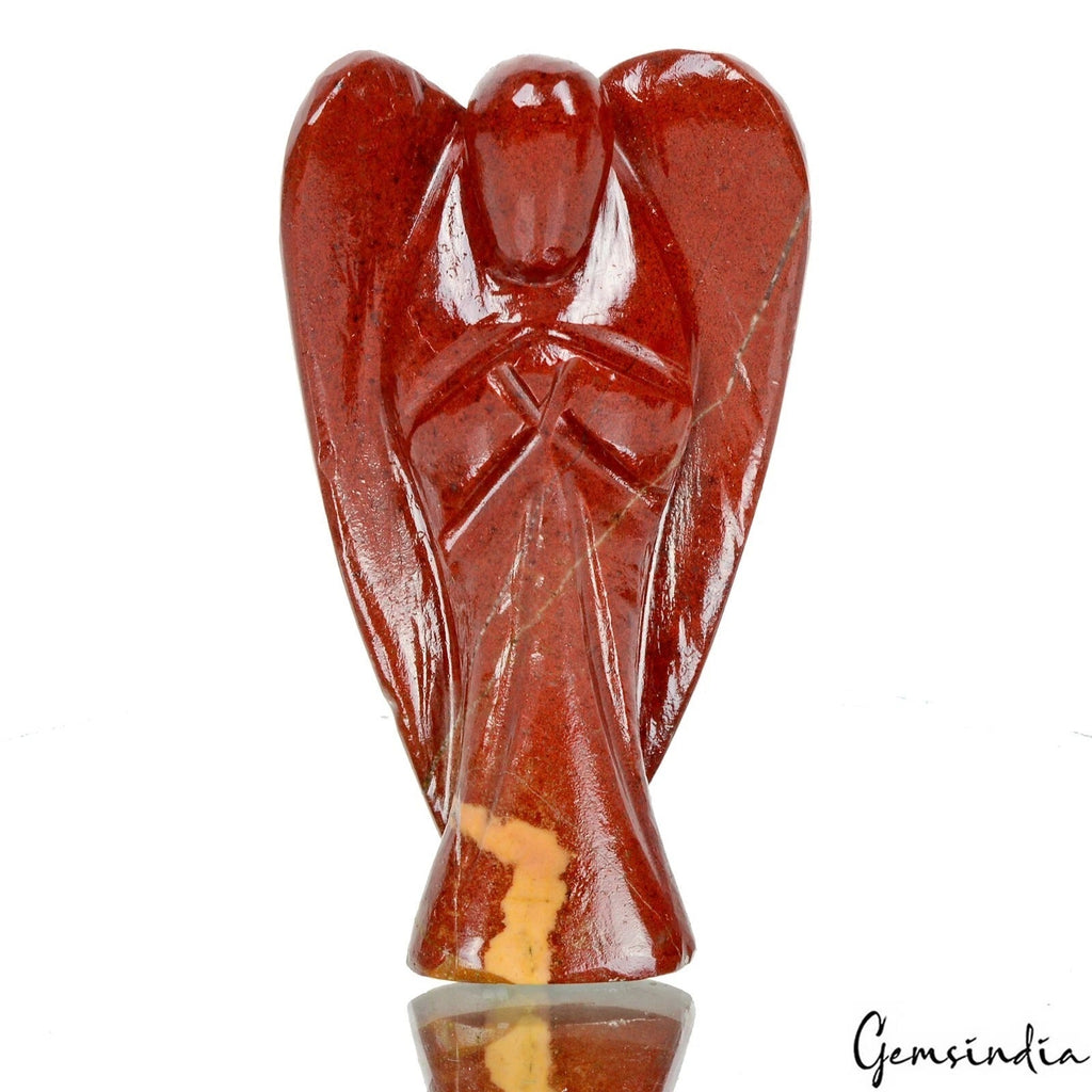 280.00 Ct Natural Untreated Red Jasper Angel Hand Carved Sculpture Statue 3" Gem