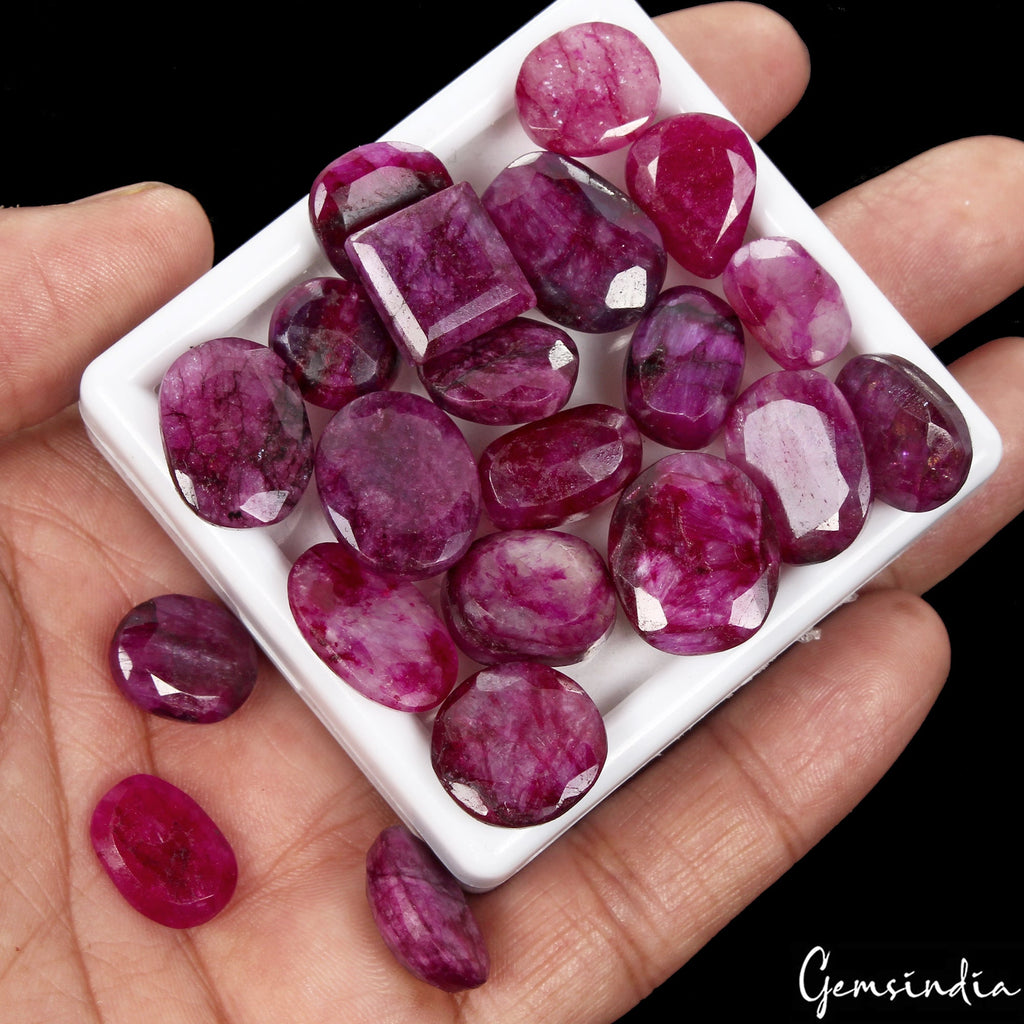220 Ct Natural Pink Bixbite Beryl Mix Cut Loose Faceted 12-18mm Gemstones~21 Pcs