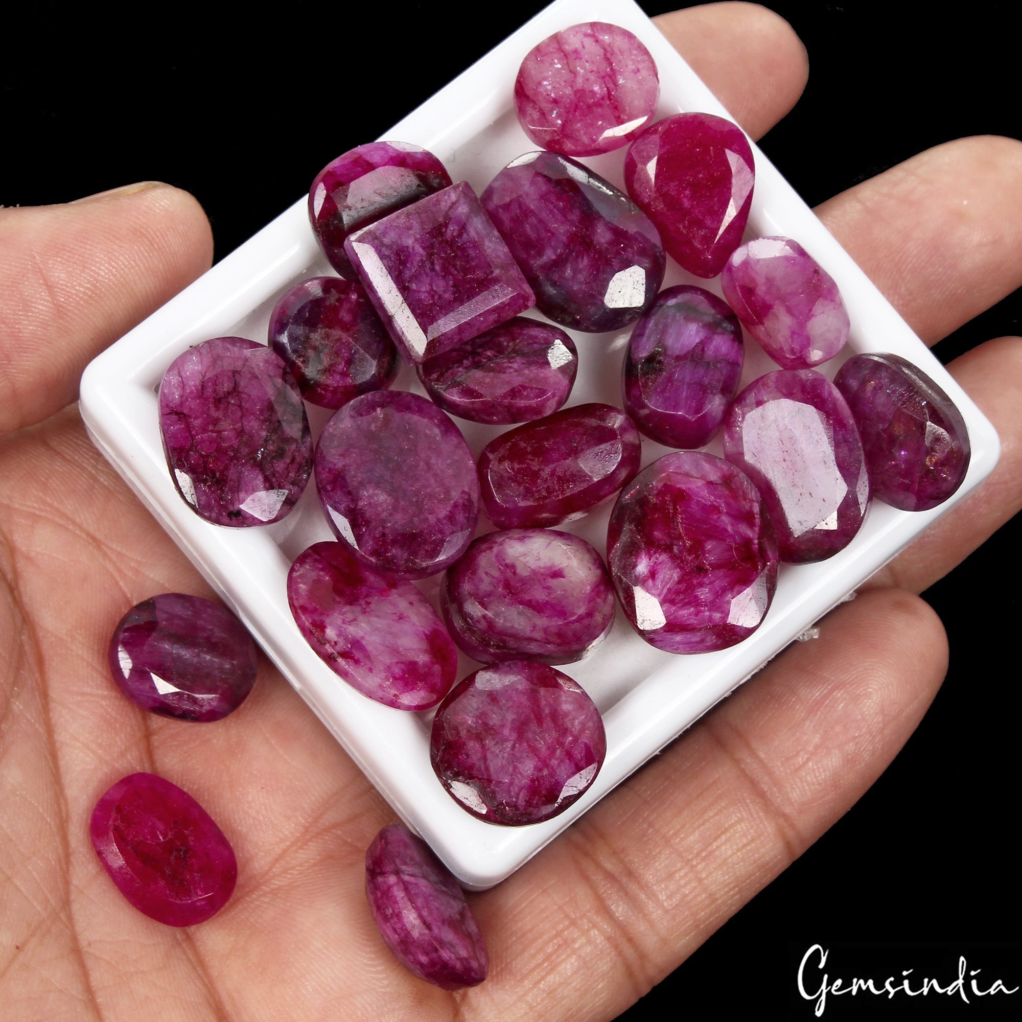 220 Ct Natural Pink Bixbite Beryl Mix Cut Loose Faceted 12-18mm Gemstones~21 Pcs