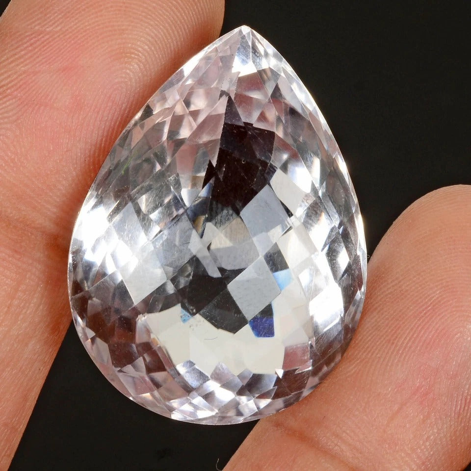 65.70 Ct Natural Untreated Bolivian Lavender Amethyst Pear Checker Cut Rare Gem
