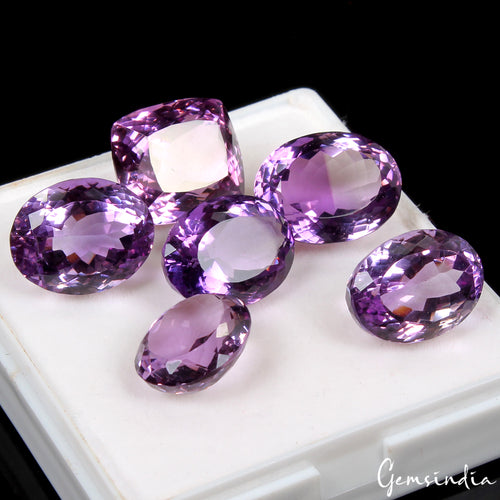 Amethyst Loose Gemstone, Oval & Cushion Faceted Cut, Purple — 16mm to 18mm, 105.50 Ct, Brazil